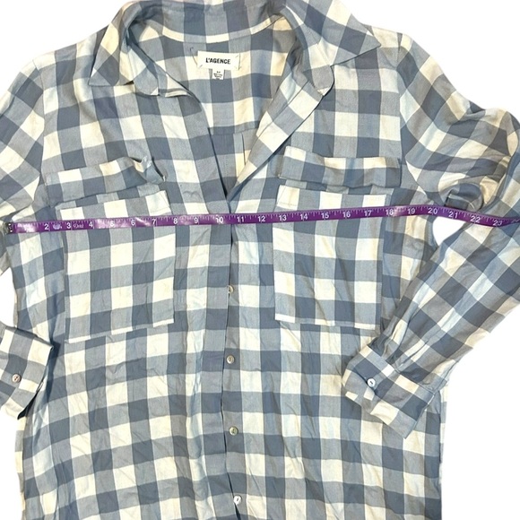 L’AGENCE Plaid Button Down shirt dress Long Sleeve Knee Length Size Small Gray - Picture 7 of 11
